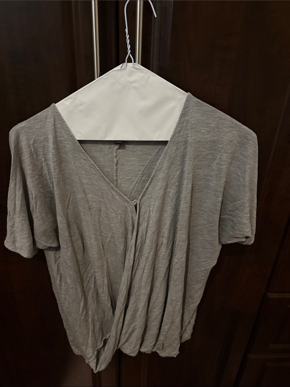 Topshop Light Gray V-Neck Draped Blouse